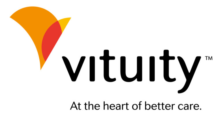 Company logo of Vituity. It says Vituity: At the heart of better care.